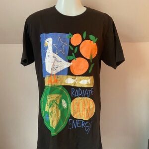 Chemistry Brown Graphic Tee with Orange and Green Accents